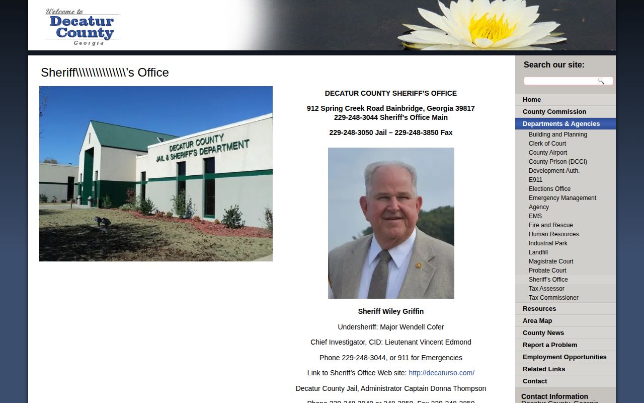 Decatur County sheriff contact for 24 hour jail release confirmation