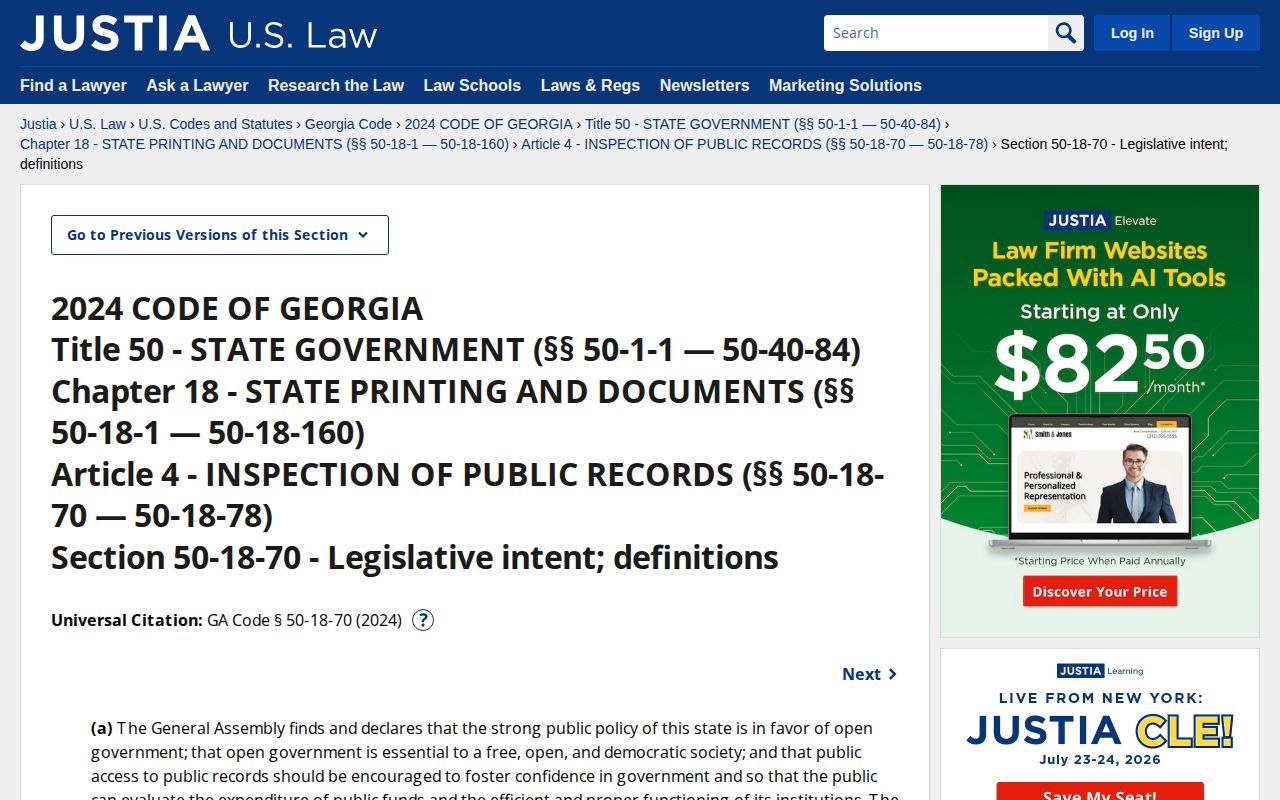Georgia public records law for Decatur County 72 hour release records