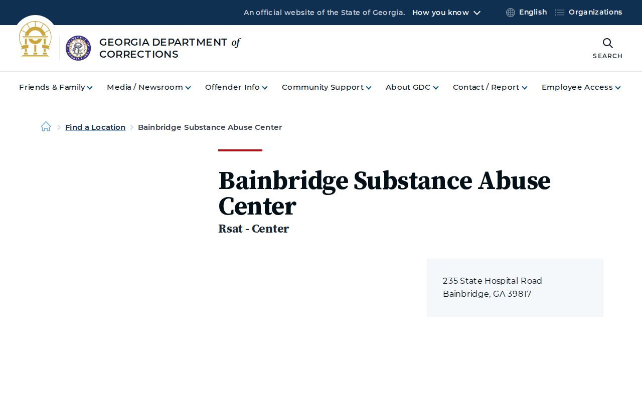 GDC Bainbridge Substance Abuse Center location page