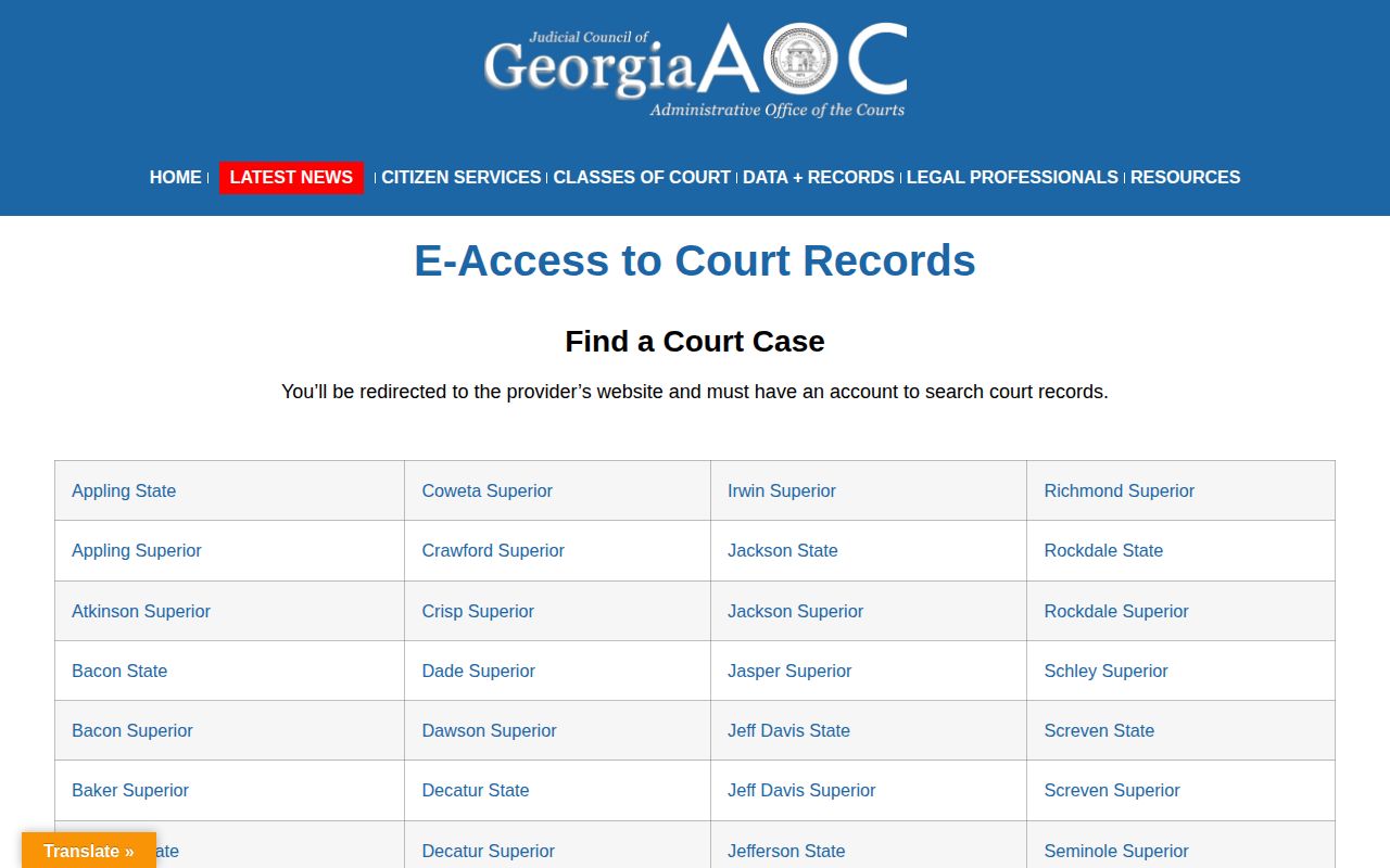 Georgia court access for Decatur County released inmate disposition records